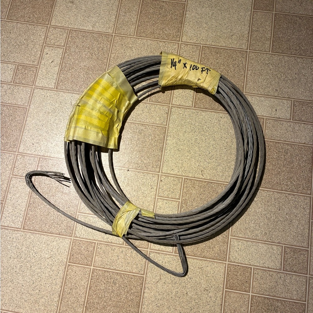 Wire rope aircraft cable for deck railing or for leash runner 1/4 inchx 100feet